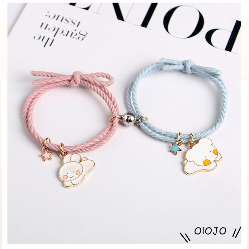 Set / 2pcs Gelang Magnet Multilayer Dapat Disesuaikan Desain satwa Untuk Pasangan - ol