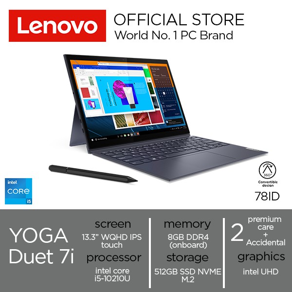 Laptop Lenovo Yoga Duet 7I 78Id Core I5 Ssd 512Gb Ram 8Gb Detachable Slate Grey