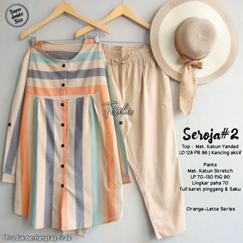 Seroja #2 / setelan wanita super jumbo / tunik ld 128 celana superjumbo