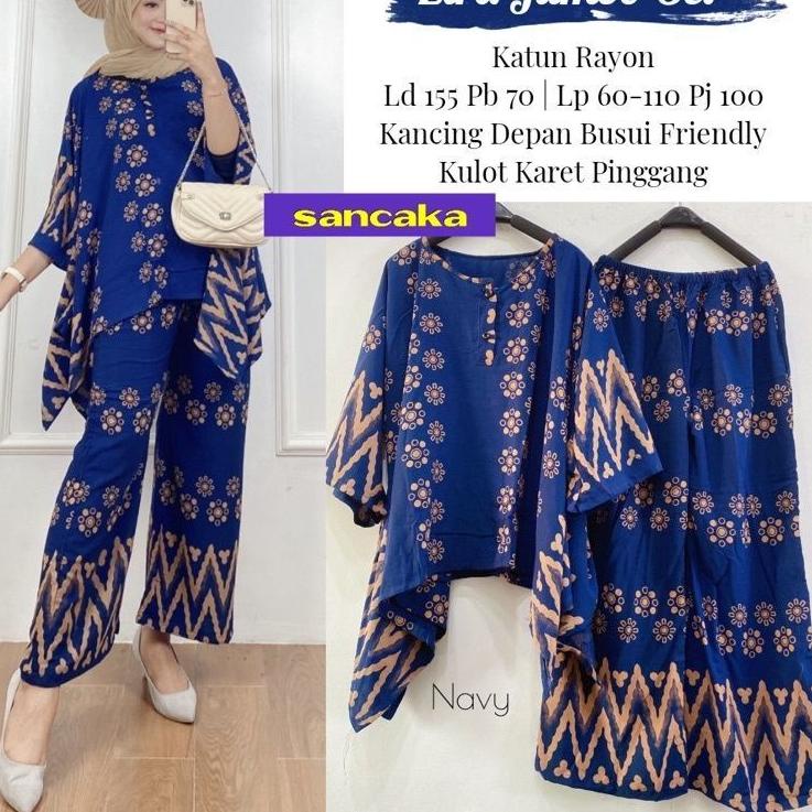 Paling Diminati BAJU SETELAN WAKA WAKA SUPER JUMBO CELANA KULOT FIT TO XXXXL LD 135 BUSUI BAHAN SANT