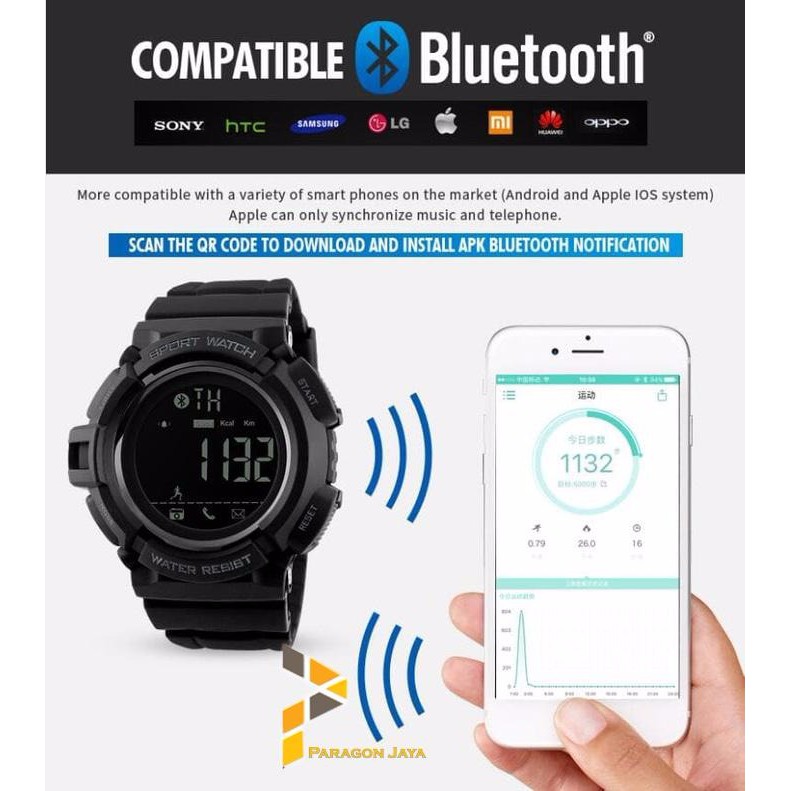 TERLARISSS Smartwatch SKMEI 1245 Jam Tangan Pintar Smart Watch SKMEI 1245 Black