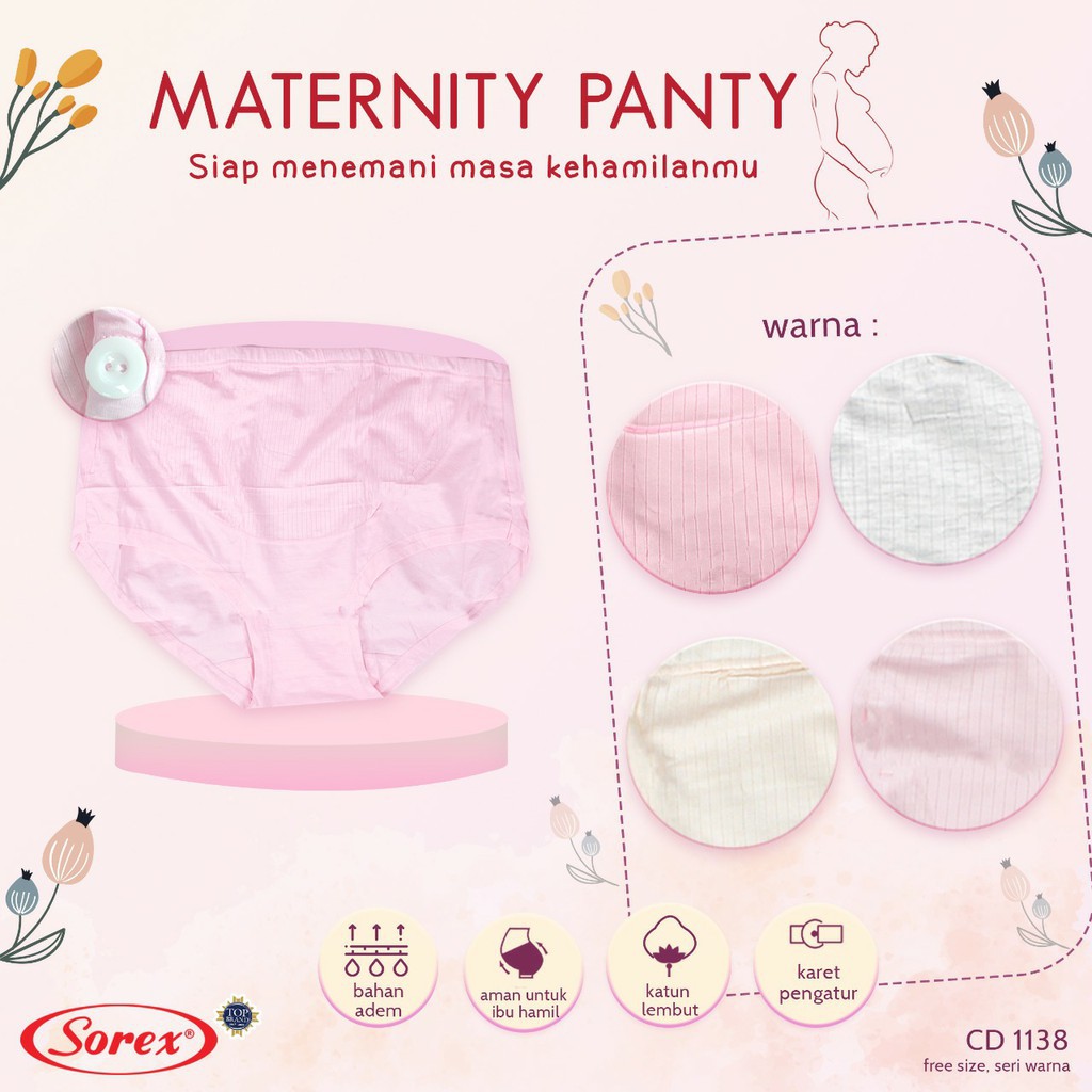 Sorex Maternity Panty 1138 Cd Hamil Maxi Katun Salur Free Size Celana Dalam Ibu Hamil