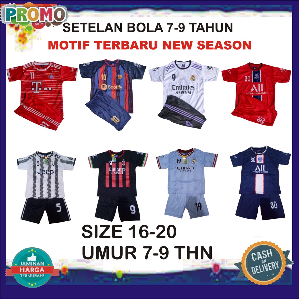 SETELAN KAOS BOLA JERSEY ANAK SETELAN USIA 7-9 TAHUN MURAH