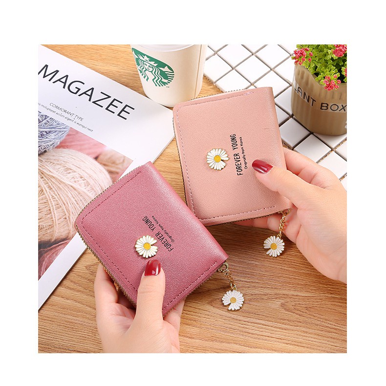 BV.ID DL381 DOMPET WANITA KOIN MOTIF BUNGA DAISY FREE GANTUNGAN BUNGA KOREAN FASHION