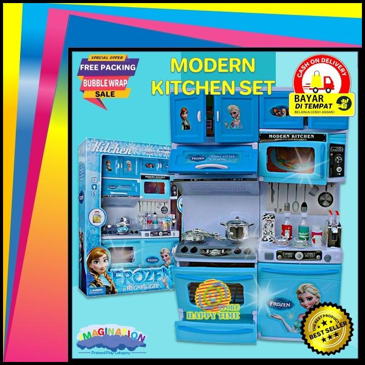 Mainan Anak Masak Masakan Modern Kitchen Set Frozen Anna Dan Elsa Kado