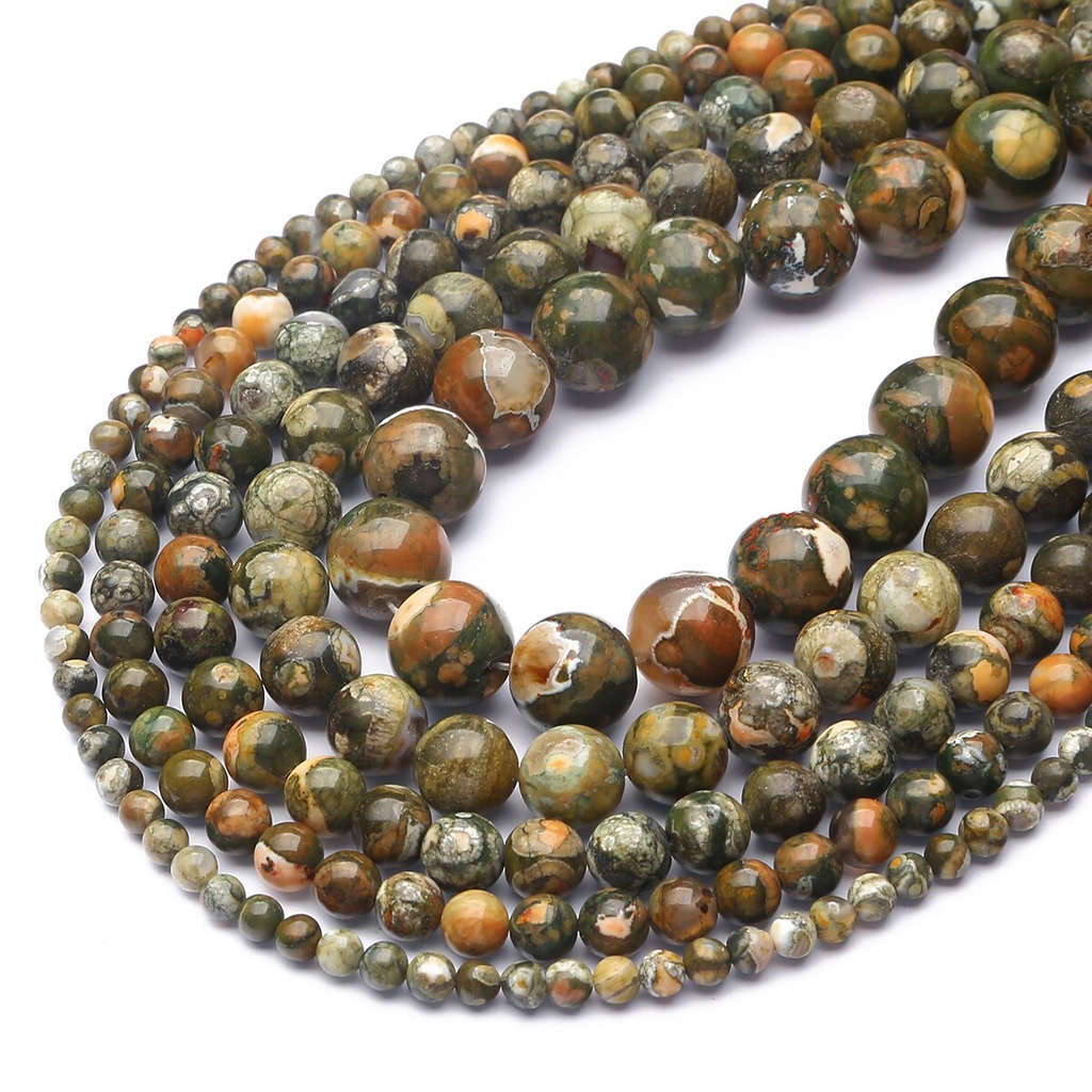 32-89 pcs Baru Alami Rhyolite Jasper Beads, Diameter 4/6/8/10/12mm, Diameter lubang sekitar 1mm, digunakan untuk Membuat Perhiasan DIY Strand