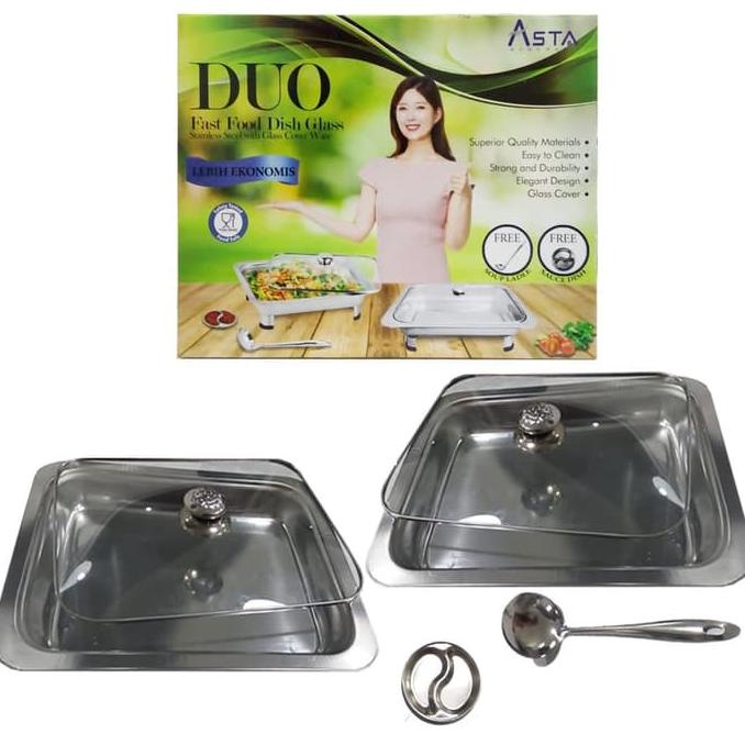 Prasmanan Stainless Asta - Wadah Saji Makanan - Food Dish Glass Duo
