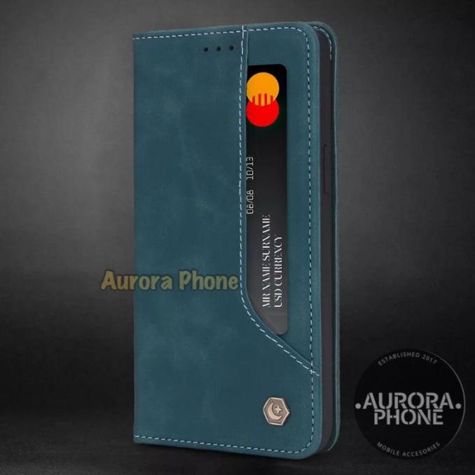 XIAOMI REDMI 9 FLIP CASE POLA DOMPET KULIT SLOT KARTU POLA REDMI 9 - HITAM / BLACK