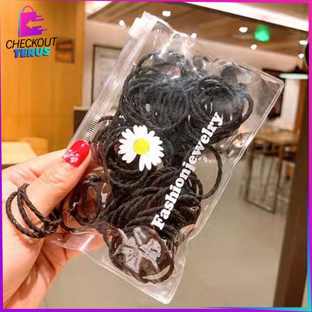 CT C329 Ikat Rambut Korea Spiral 100 PCS Karet Rambut Wanita Lucu Kunciran Rambut Wanita Free Pouch Karet Ikat Rambut Fashion Karet Rambut Korea