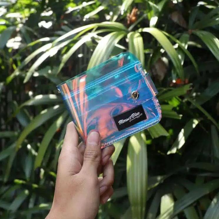 Harga Spesial.. Dompet lipat koin pvc transparan hologram rainbow korea lucu kpop
