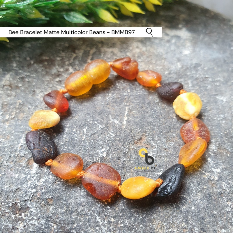 TERMURAH Gelang Amber Baltic Balita &amp; Anak Matte Multicolor Bean BMMB97 By Amber Bee