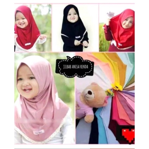 Jilbab ANISA Hijab / Jilbab anak aksen renda 0-3 tahun