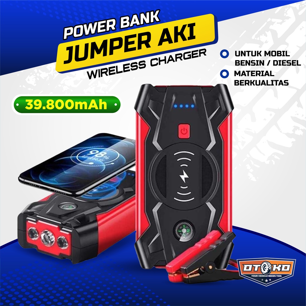 Power Bank Jumper Aki Wireless Charger 39800mAh Car Jump Starter 12V Powerbank Jumper Aki Mobil Sola