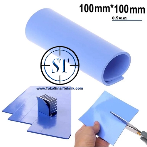 Thermal Conductive Silicone Pad Heatsink Cooling 100x100 0.5mm For CPU Laptop Processor Silikon Biru Konduktif Heat