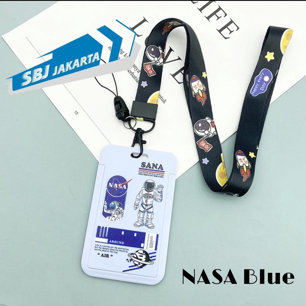 Tempat kartu ID card holder / Tag holder / name tag dengan tali lanyard karakter animasi kartun