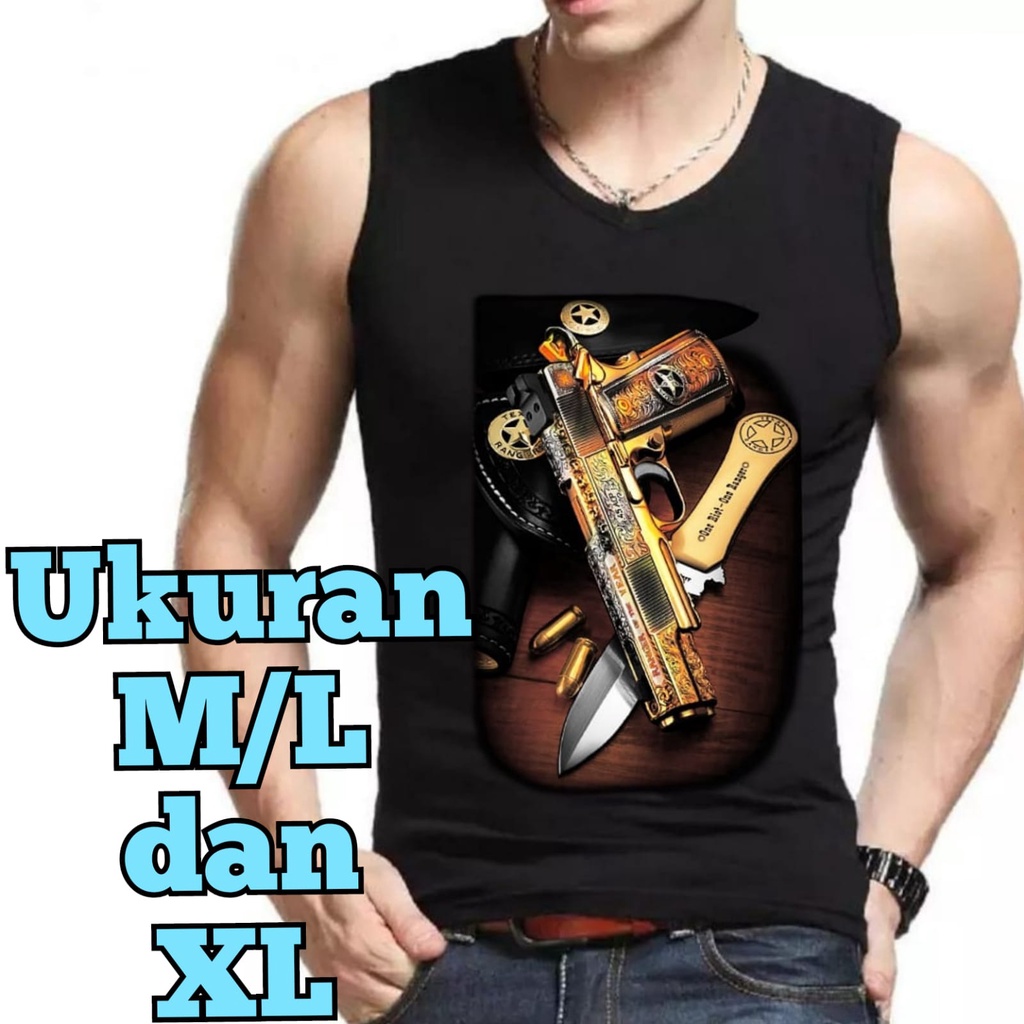 Bisa COD / DS - SINGLET PE MOTIF GUNKNIFE / kaos cowok / kaos singlet / kaos dalem singlet cowok