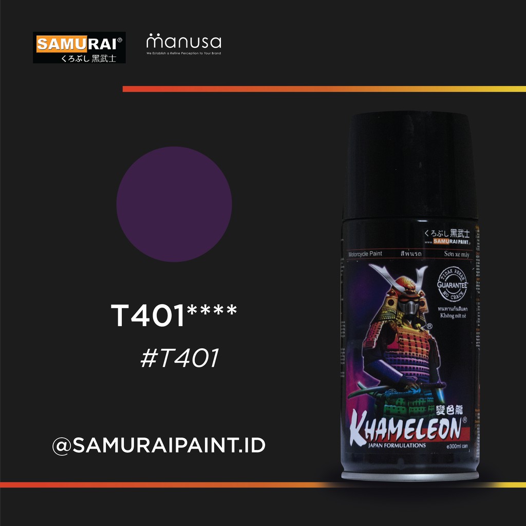 Samurai Paint Khameleon Purple T401 Bunglon Ungu T401 Cat Aerosol Kualitas Kompresor