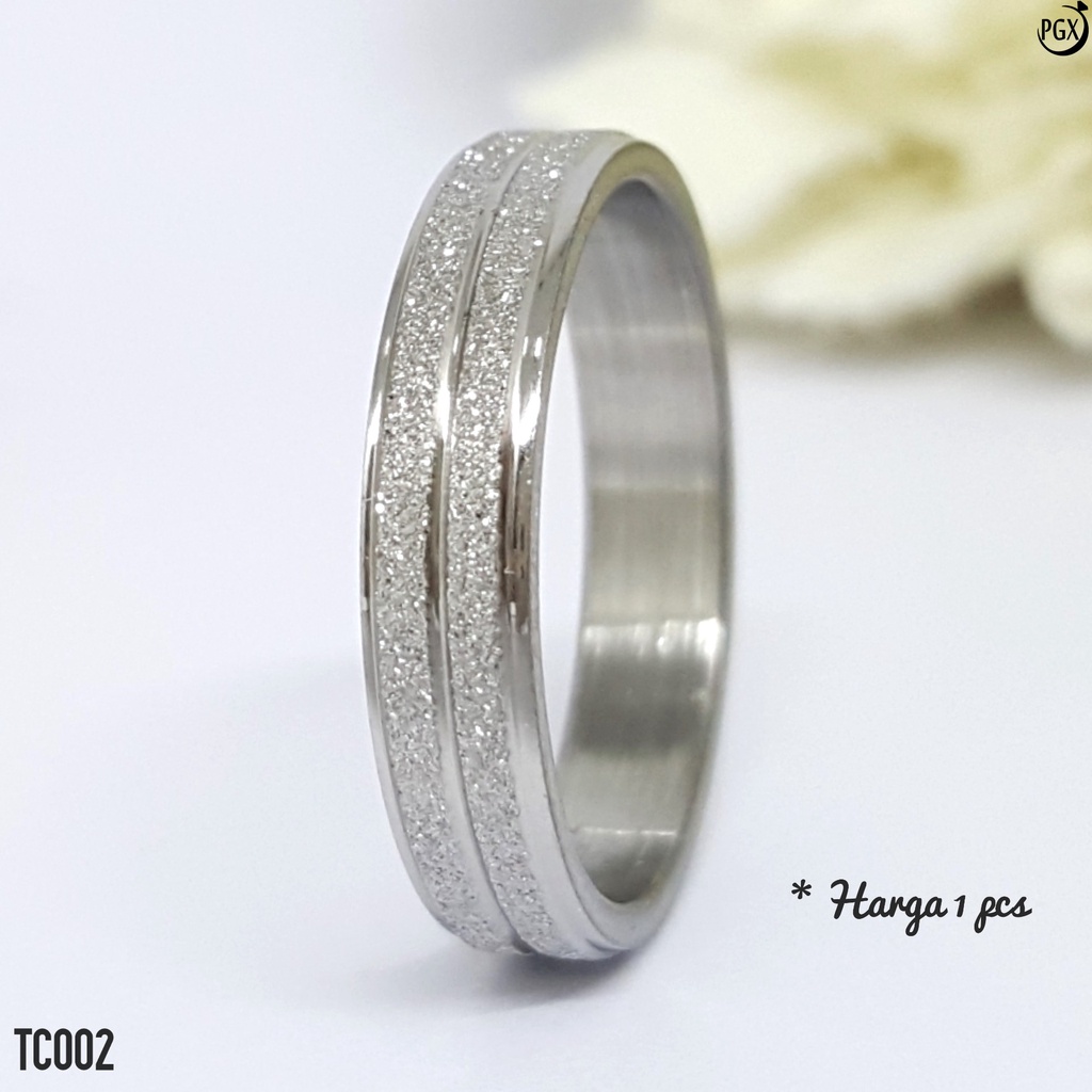 PGX Cincin Titanium Couple Silver Aksesoris Fashion Perhiasan Anti Karat - TC002