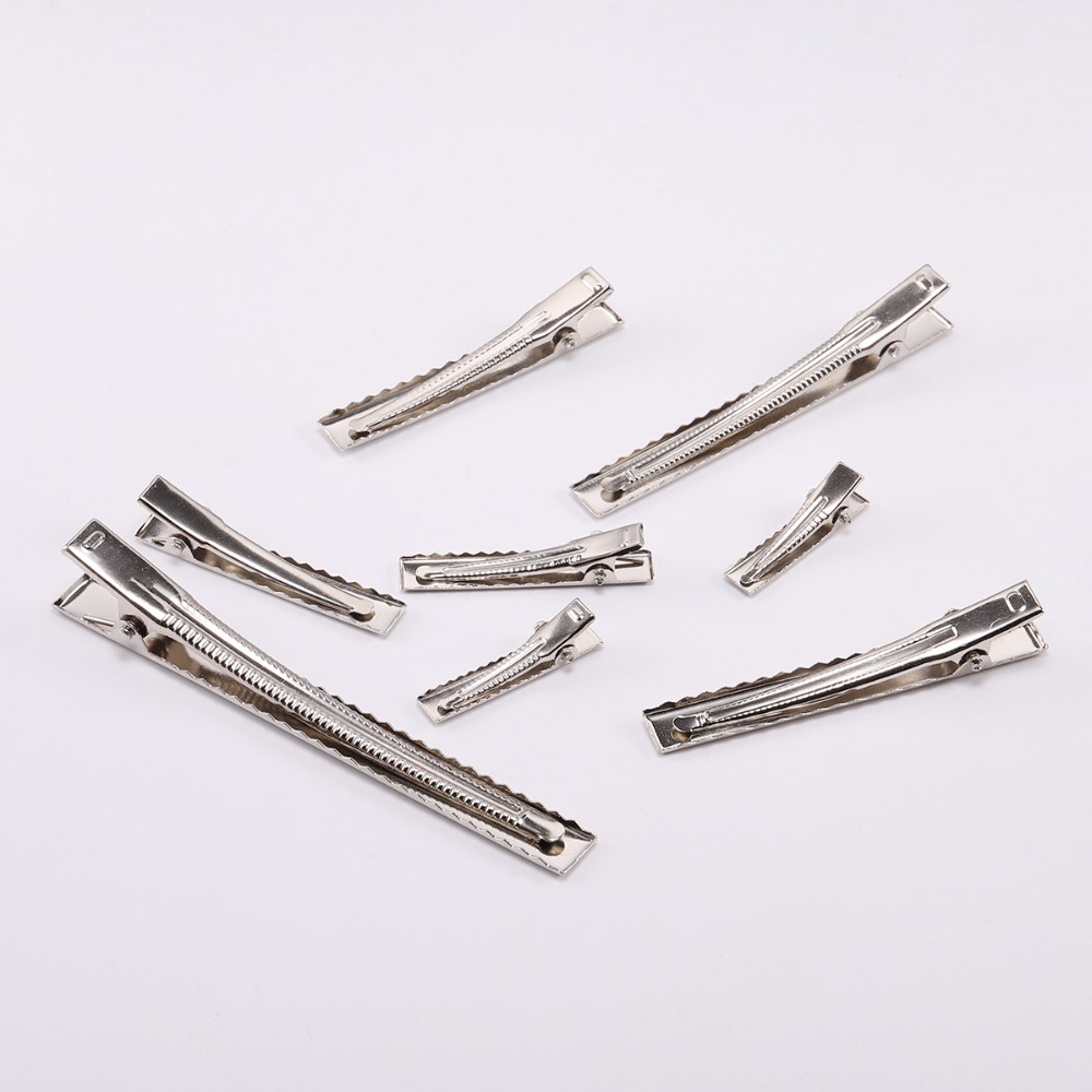 20pcs / Lot Jepit Rambut Buaya Prong Tunggal 30 / 40 / 45 / 55mm Dengan Gigi Kosong Untuk Membuat Perhiasan Diy