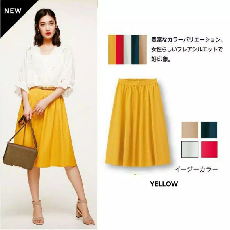 Rok Midi Flare Skirt Uniqlo