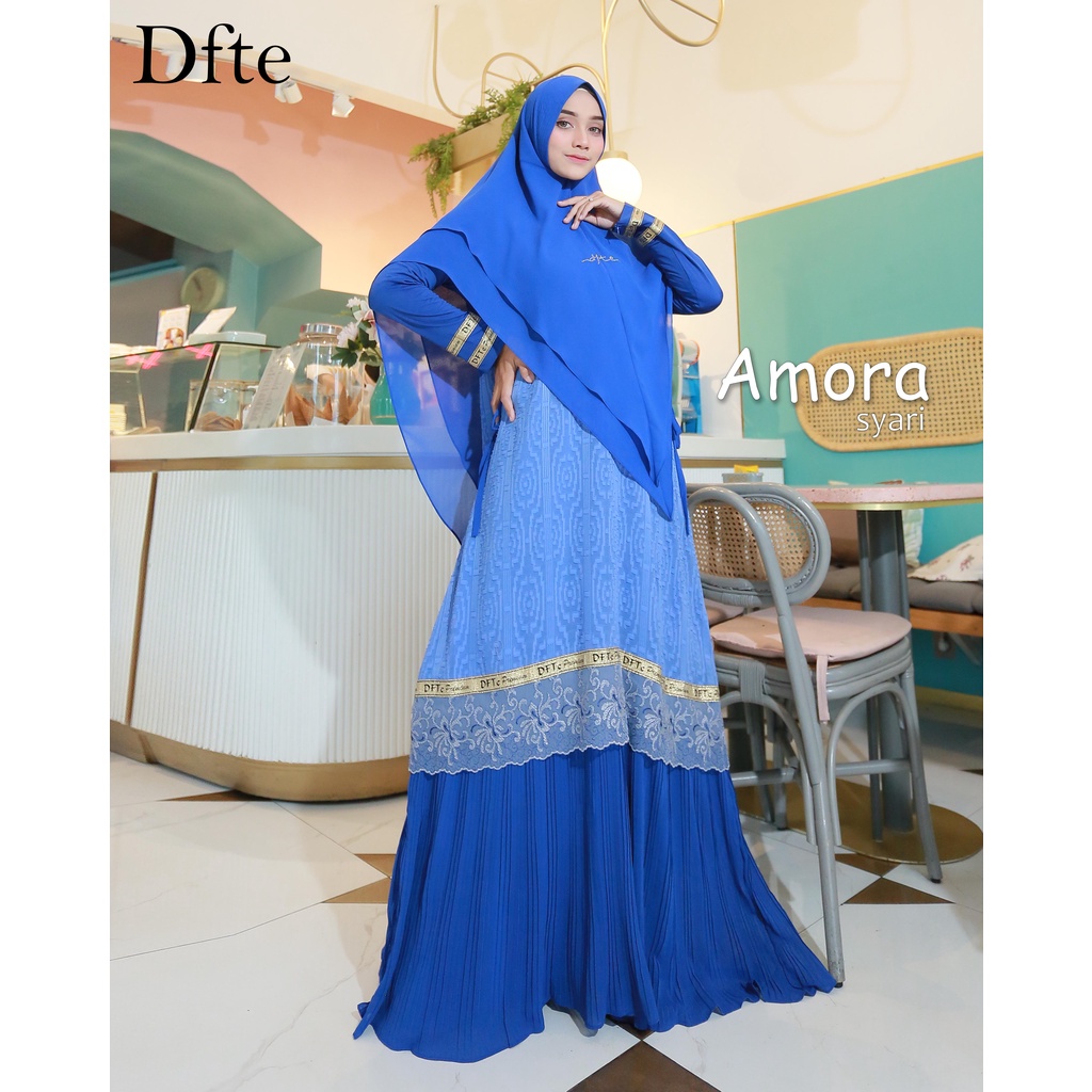 Amora syari/ gamis set khimar syari premium dewasa/gamis cantik