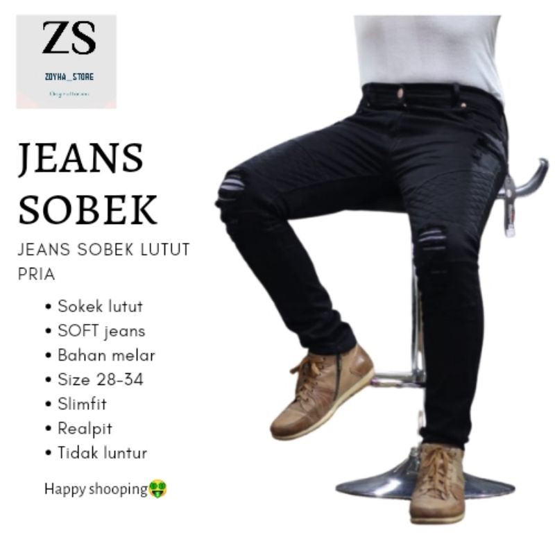 Ripped Jeans Denim Original Prodk Celana Sobek Lutut Slimfit Skinny SoftJeans Permium Quality