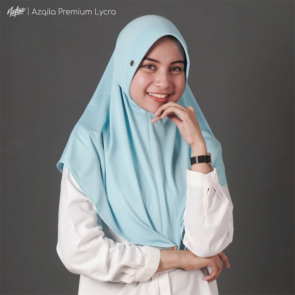 Nafisa Instan Azqila Premium - Hijab Instan Jilbab Bergo Bahan Kaos & Lycra High Quality Part 1-Clear Water (Lycra)