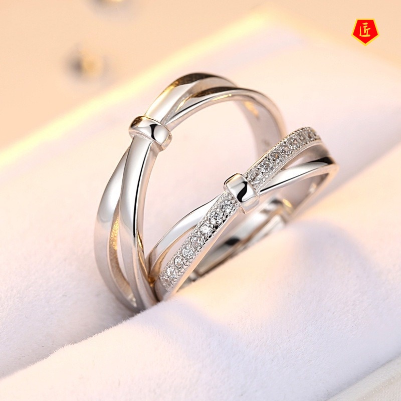 [Ready Stock]925 Silver Bow Couple Rings Creative Korean Version