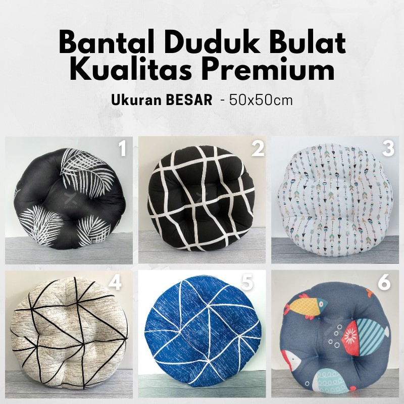  Bantal  Duduk Alas Lesehan  BULAT berbagai motif 50x50cm 