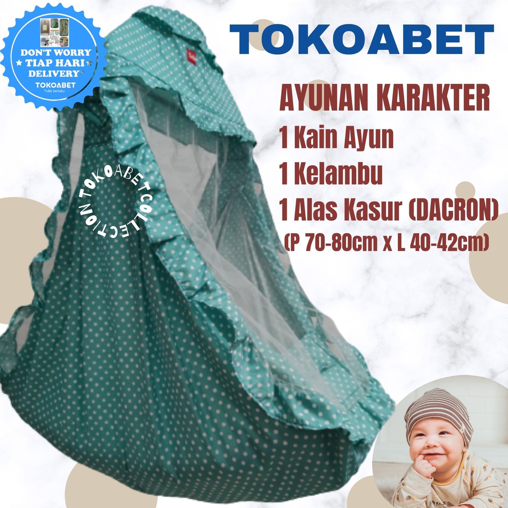 AYUNAN KARAKTER Bayi dan Anak Kain Katun Kelambu Alas Kasur Lembut Variasi NO PER NO HANGER TOKOABET