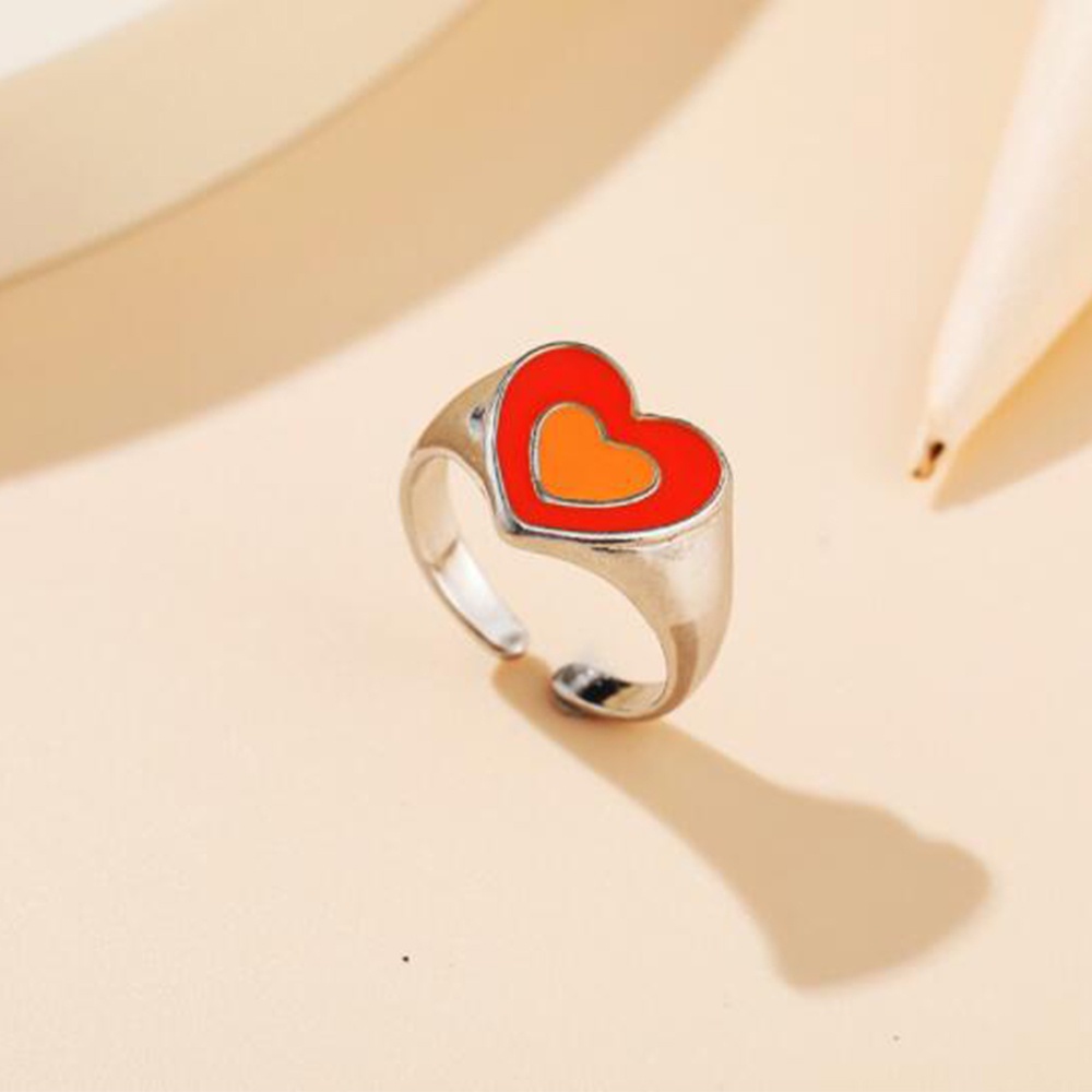 Cincin Model Terbuka Lapis Emas Dan Silver Bentuk Hati Untuk Wanita