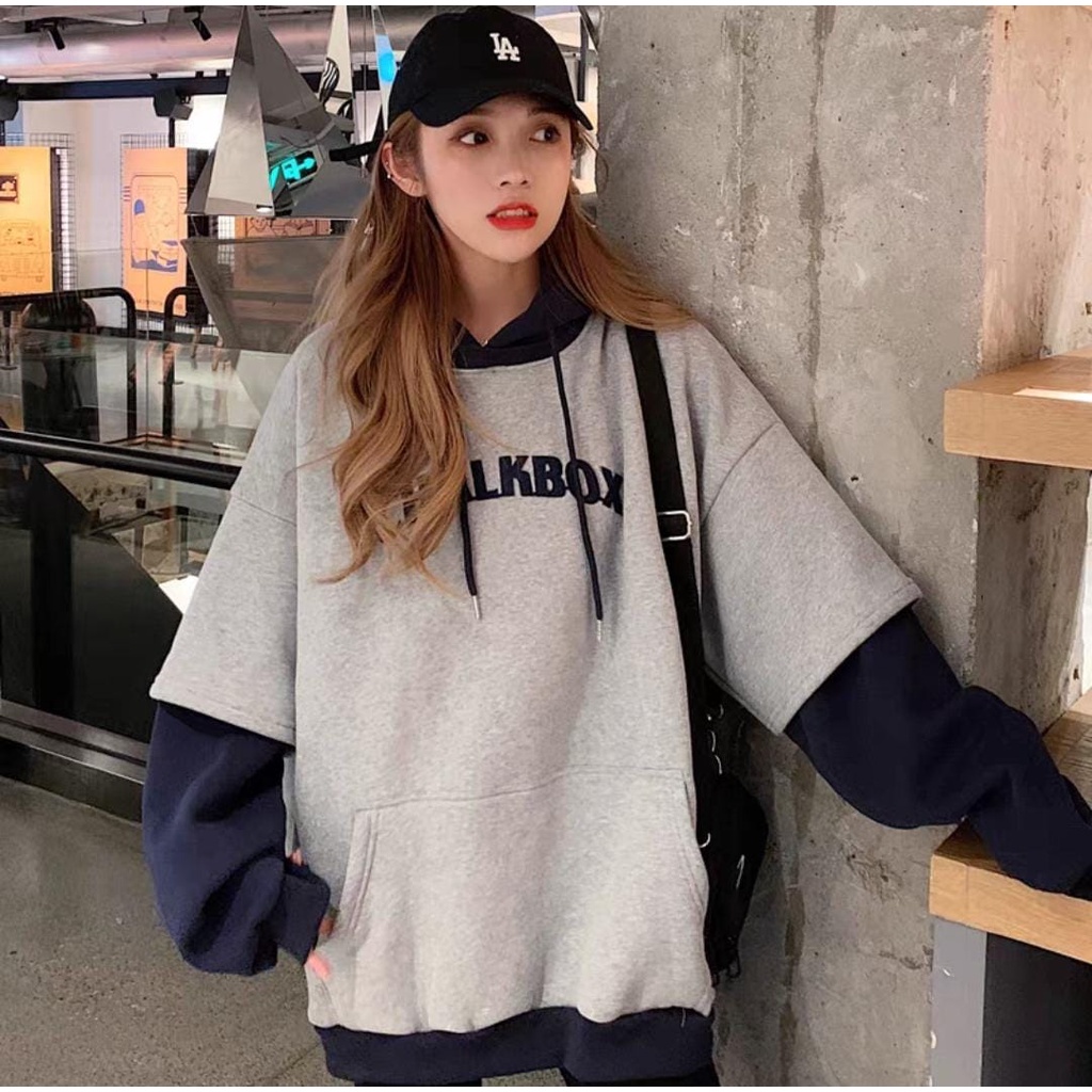 CHALKBOX Hoodie Sweater Oversize Pria Wanitta Atasan Jacket Model Terbaru Gaya Kasual Ala Korean