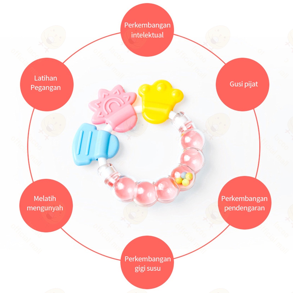 Teether rattle bayi Gigitan bayi BPA Free Mainan gigitan bayi dengan krincingan