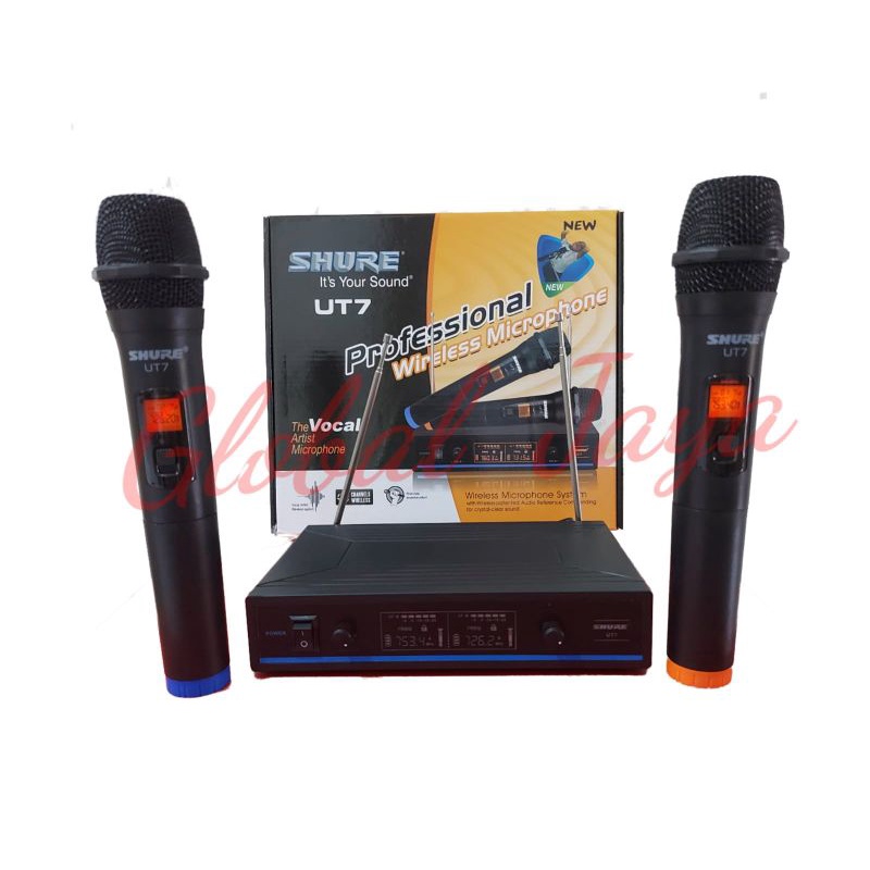 FREE BUBBLE WRAP mic wireless shure ut7 double mic handle mic shure UT 7 mic tangan wireless microphone mic profesional karaoke mic murah