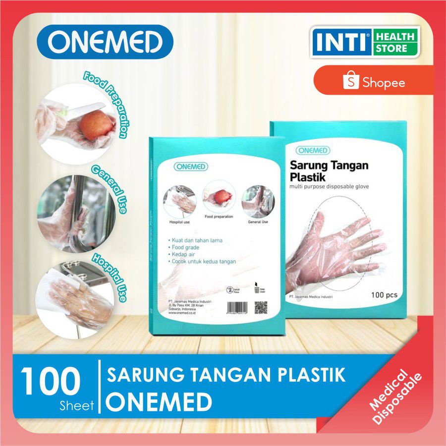 Onemed | Sarung Tangan Plastik Onemed Box Isi 100's