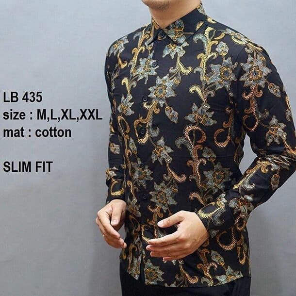 LB435 KEMEJA BATIK PRIA SLIM FIT MEWAH LINABATIKDISTRO UNIK BAJU BATIK PRIA BEST SELLER