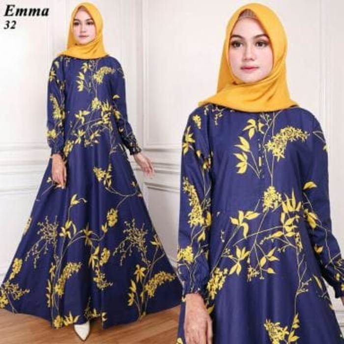 Gaun / dress wanita / cewe BR14625 V72 MAXI EMMA 32 NAVY BAJU MAXY  MUSLIM WANITA DEWASA untuk pesta
