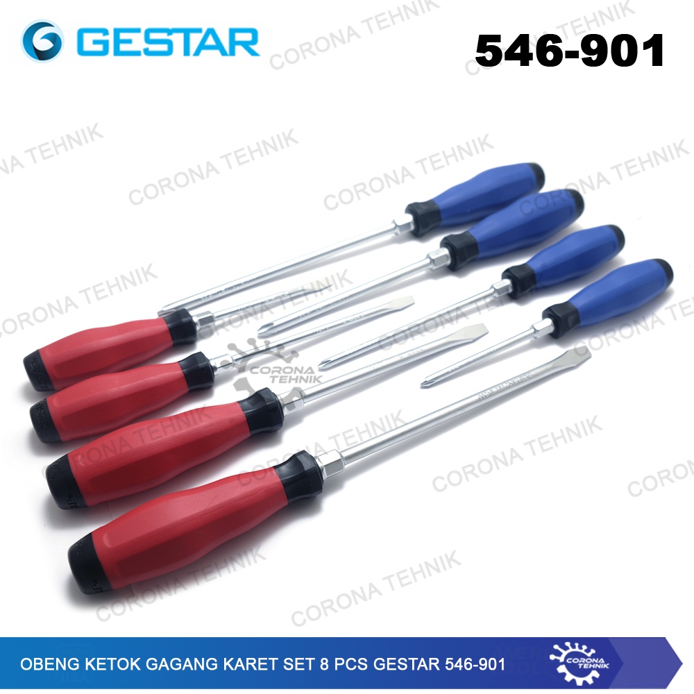 Gestar 546-901 - Obeng Ketok Gagang Karet Set 8 Pcs