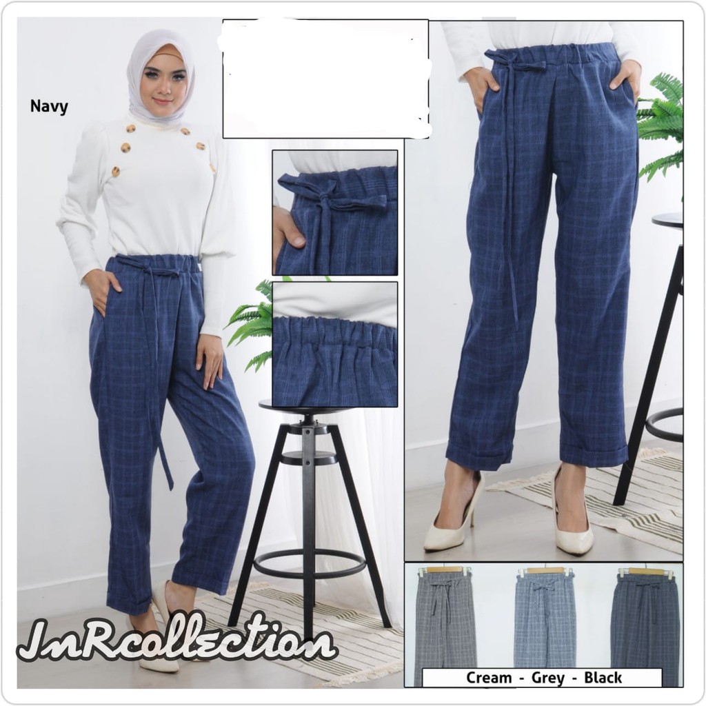 PANTS/CELANA WANITA/CELANA LINEN ALL SIZE/TARTAN LINEN IMPORT /CELANA PANJANG WANITA CELANA BAHAN