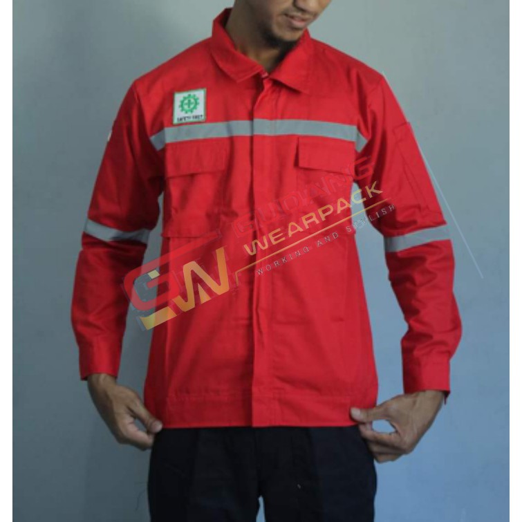 WEARPACK ATASAN Gudang Wearpack - Baju Kerja Seragam Proyek Warna MERAH POLOS