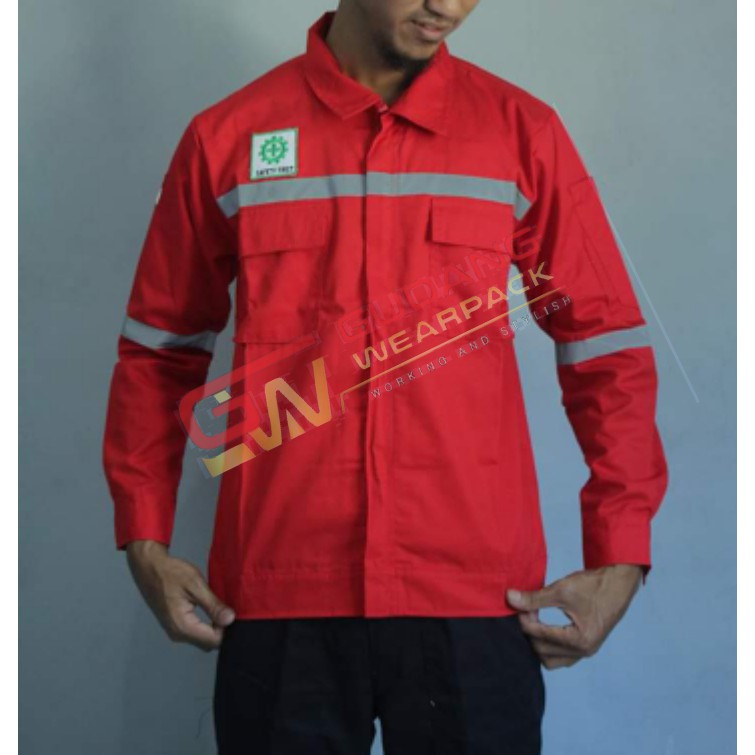 Gudang Wearpack - Baju Kerja Seragam Proyek Warna Merah Polos