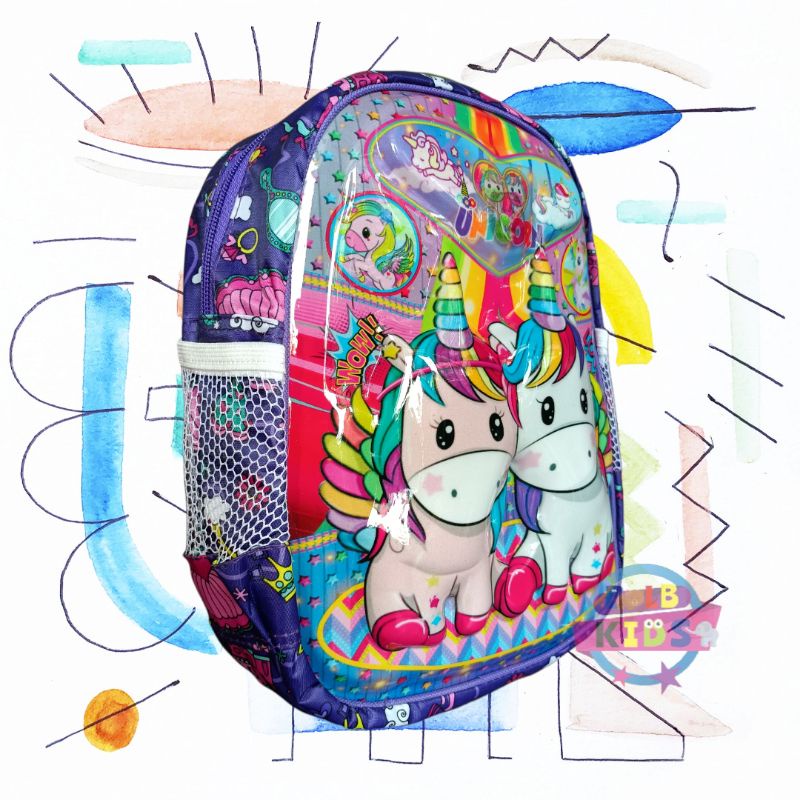 Tas Anak Perempuan Laki Laki Ransel Led Karakter Kartun Gambar Timbul 3D Cowok Cewek Unicorn Cars frozen Among us