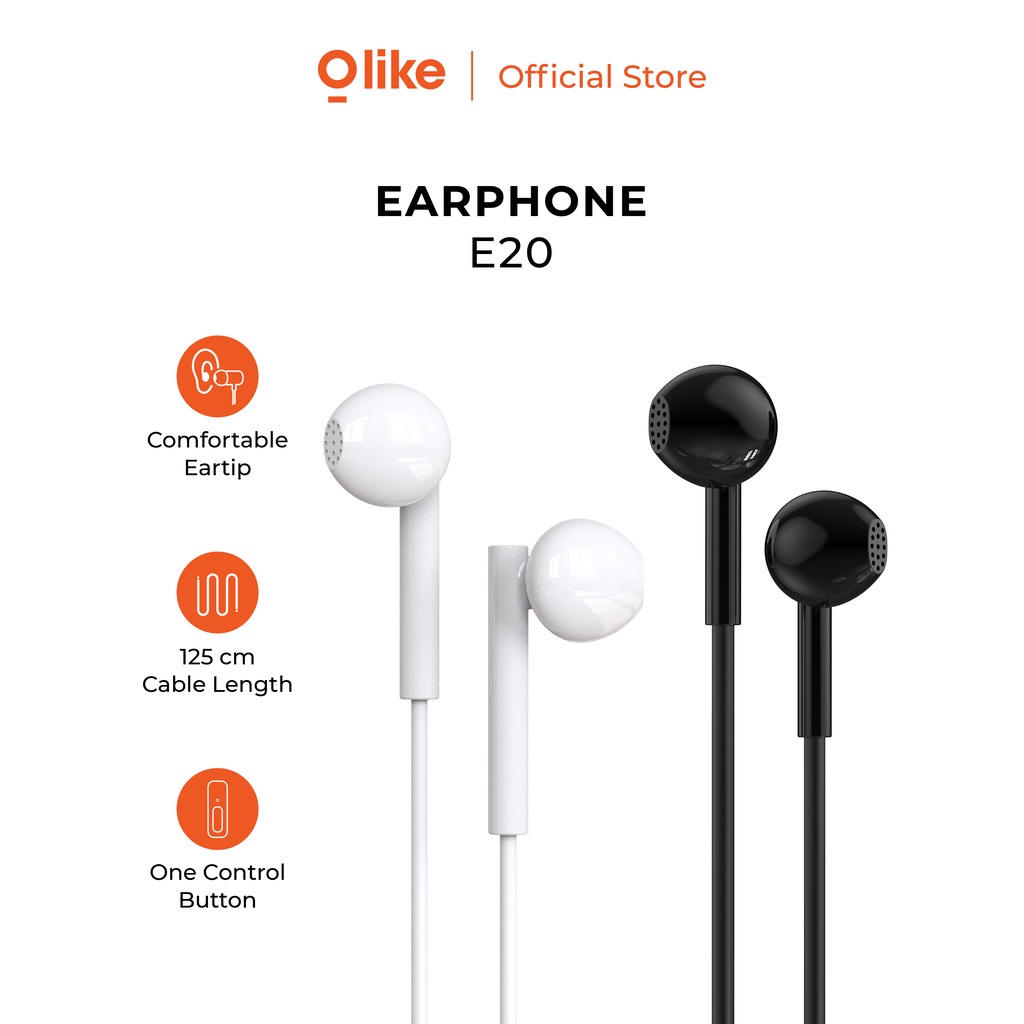 Olike Wired Earphone Headset Handsfree Cable Length 125 cm Garansi Resmi 12 Bulan E20