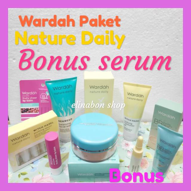 Wardah Paket Nature Daily with Hazel Bonus serum