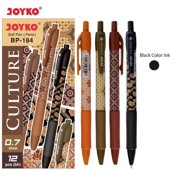 

Ballpoint Batik Culture Joyko BP-184 0,7 Hitam (Pack 12 Pcs) BP184 RJT