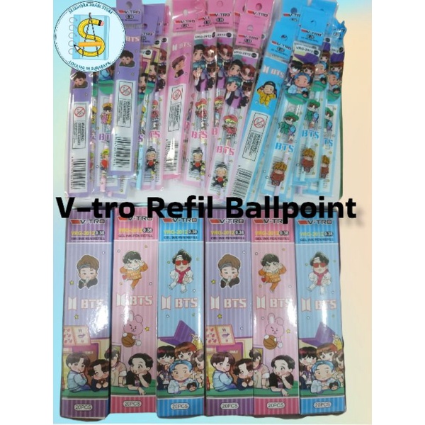 

V-tro reffil bolpen gel hitam (1pak 20pcs) / pulpen ballpoin