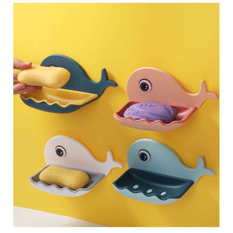 Tempat Sabun Batang Model Ikan Paus / Rak Kamar Mandi Wadah Tirisan Spons Cuci Piring