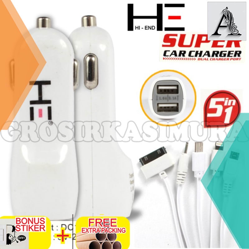 

Terlaris Terlaris - Good Quality - Car Charger SUPER 5in1 Dual Charger Port