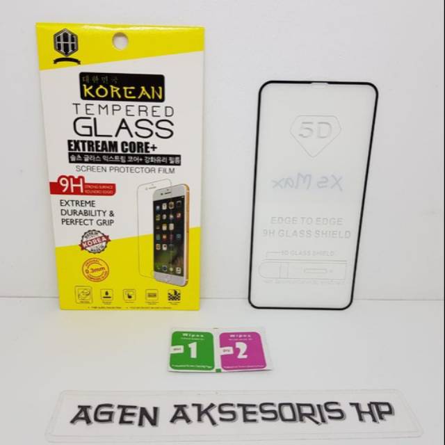 KOREAN Tempered Glass iPhone XS Max 6.5&quot; FULL SCREEN TG 5D iPhone XS Max FULL GLUE Anti Gores Kaca