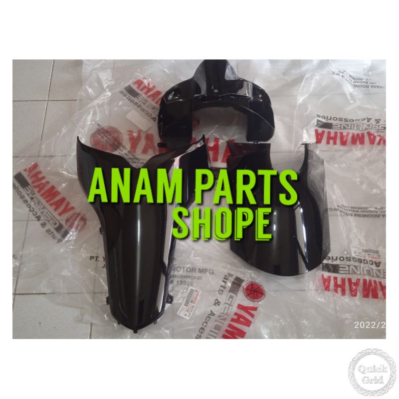COVER BODY HALUS SET COVER KONTAK + COVER BAWAH JOK FINO FI 125 HITAM ORIGINAL YAMAHA YGP
